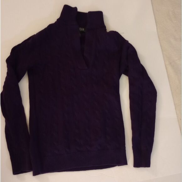 🆕💜 Lauren Ralph Lauren Purple Cable Knit Pullover - Petite - Picture 2 of 4